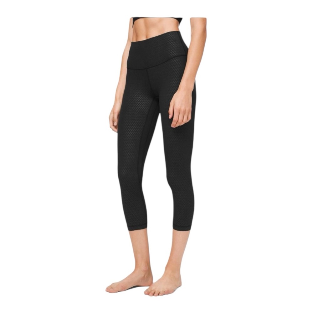 Lululemon Align Crop Leggings Diverge Emboss Black Size 4